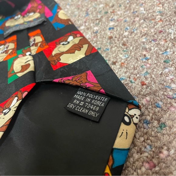 Vintage 1993 Looney Tunes Neck Tie Taz Tasmanian Devil Cartoon Black Neck Mania - Picture 4 of 5
